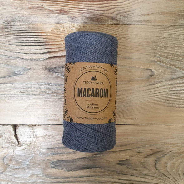 Macaroni Cotton Macrame - כחול ג'ינס מקרמה צמר ליזה 