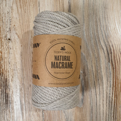 Natural Macrame - אפור חוט מקרמה צמר ליזה 